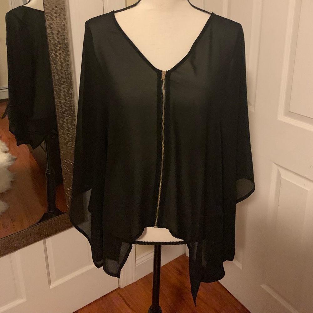 Naked zebra -sheer poncho top